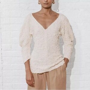 Mara Hoffman Popcorn Cream V-Neck Women's Top